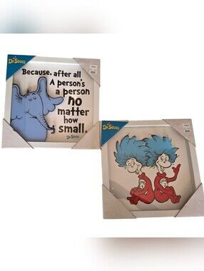 NWT Dr. Seuss Glass Framed Wall Art - Nursery & Kids room / Play Room Decor